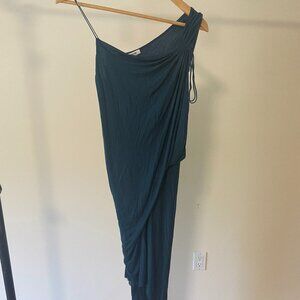 Helmut Lang Asymmetric Blue Teal Draped Dress, Size P $50